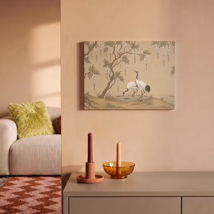 Akoestisch schilderij - Kraanvogels - Water - Beige — 2