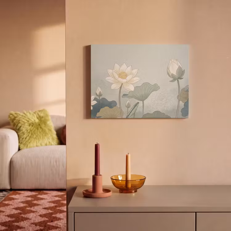 Akoestisch schilderij - Lotus - Bloemen - Groen — 2