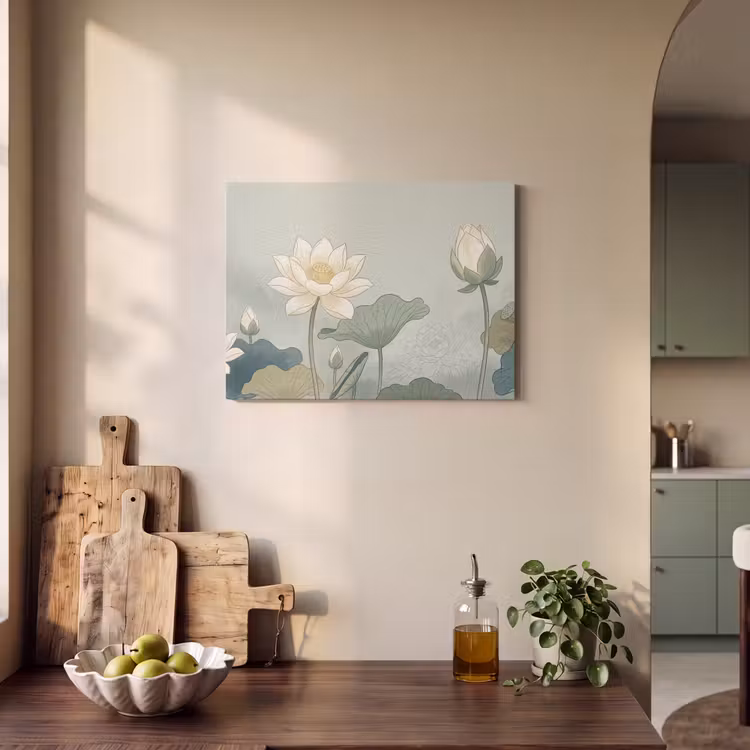 Akoestisch schilderij - Lotus - Bloemen - Groen — 3