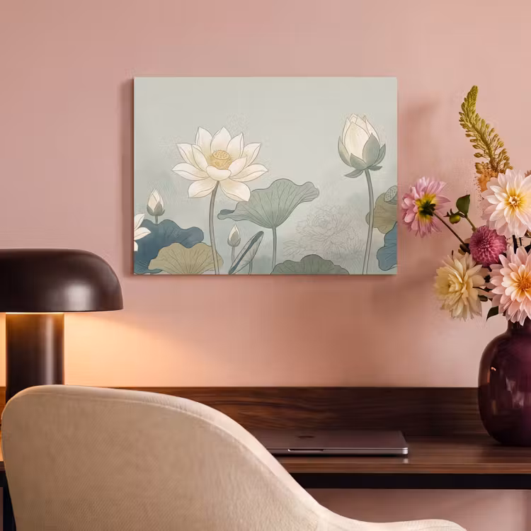 Akoestisch schilderij - Lotus - Bloemen - Groen — 4