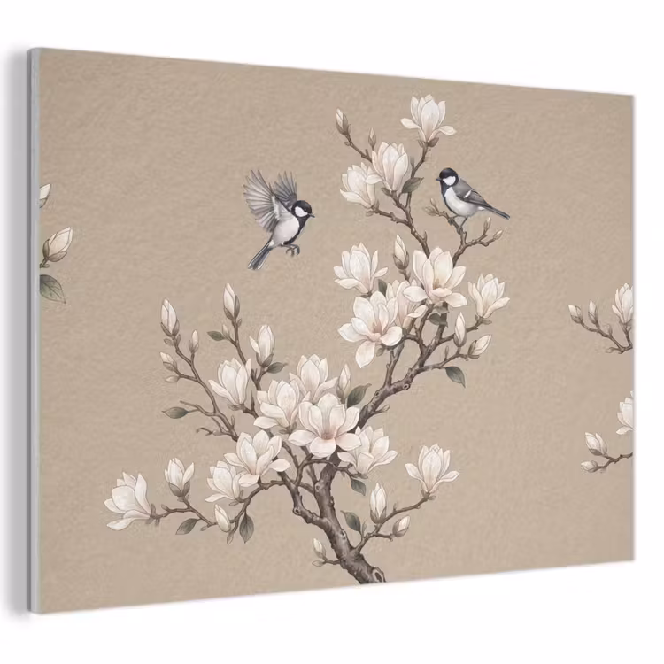 Akoestisch schilderij - Oosters - Vogels - Beige — 1