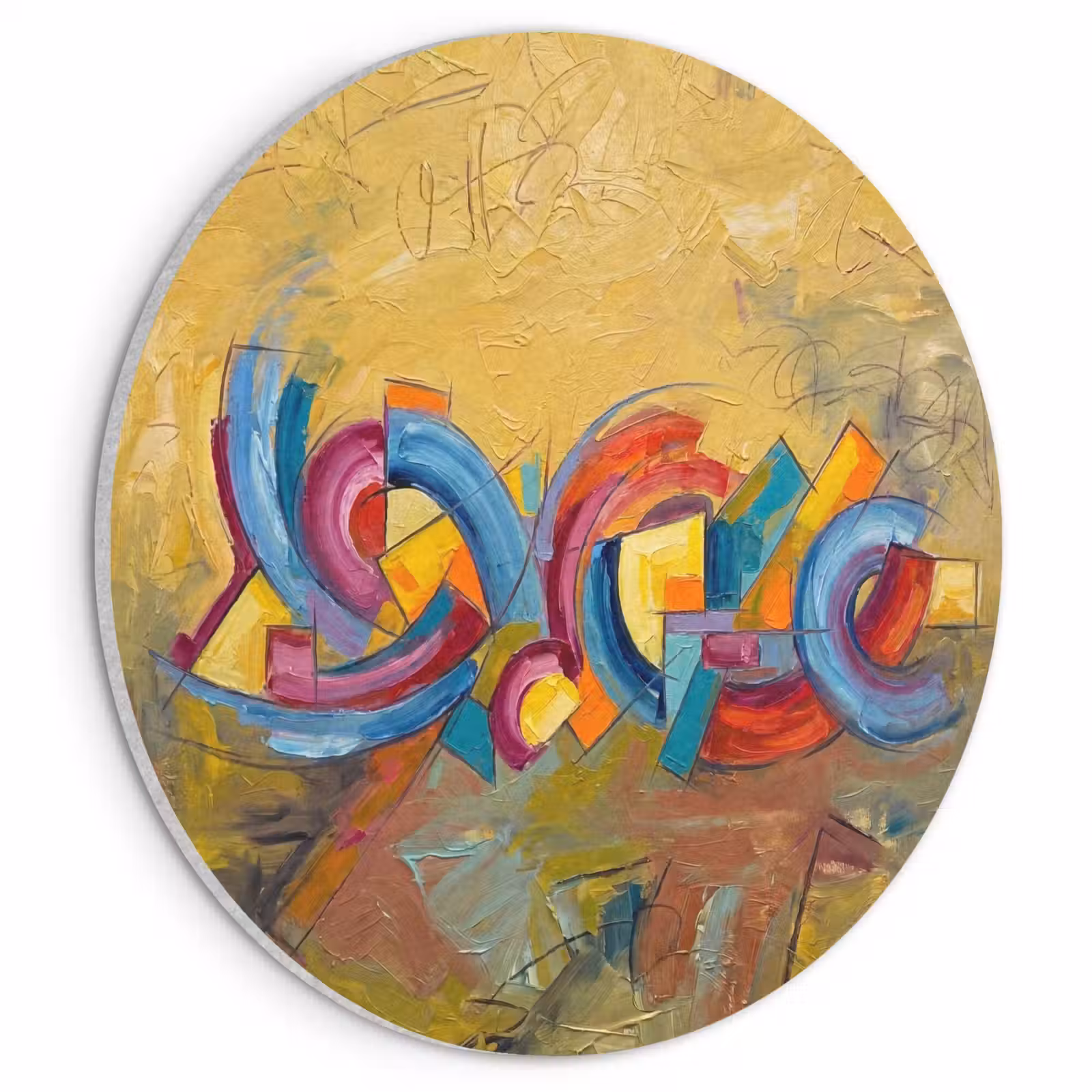 Akoestisch schilderij rond - Abstract - Cirkels - Schilderij - Kleurrijk - Dynamisch — 1