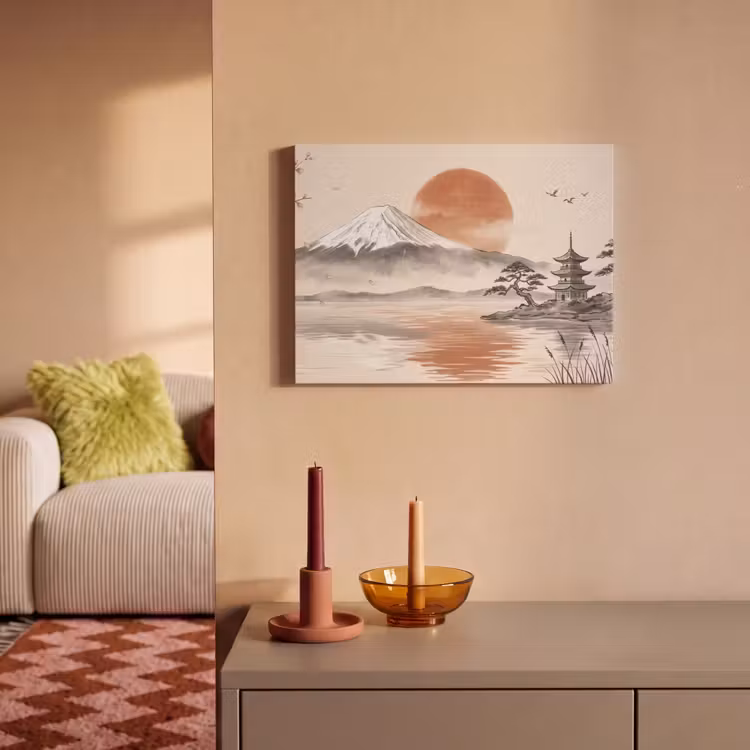 Akoestisch schilderij - Bergtop - Meer - Bloesem — 2