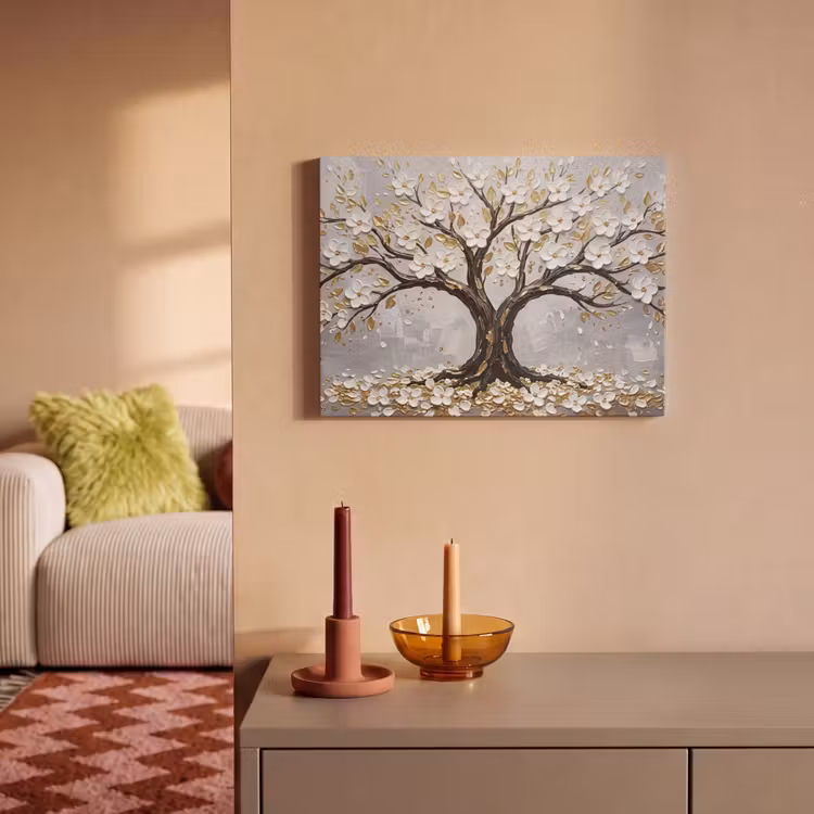 Akoestisch schilderij - Boom - Bloemen - Natuur - Abstract - Wit — 2