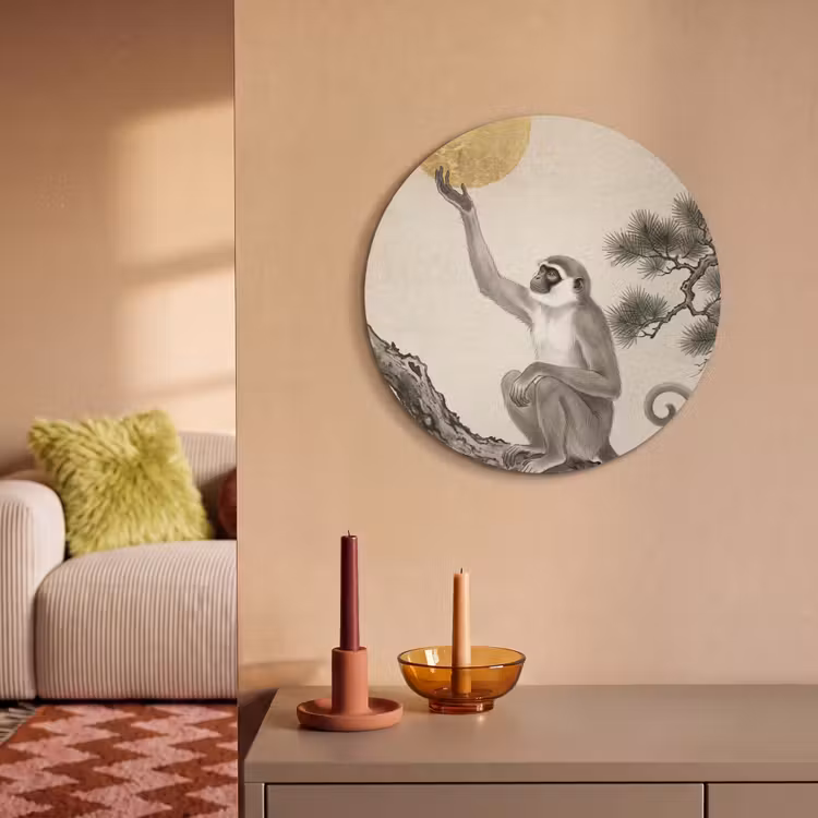 Akoestisch schilderij rond - Aap - Maan - Goud — 3