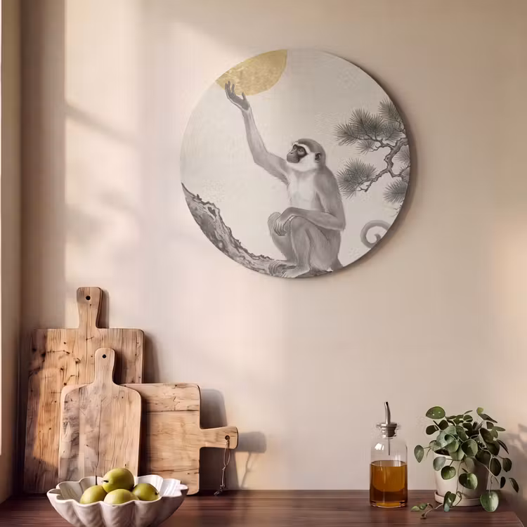 Akoestisch schilderij rond - Aap - Maan - Goud — 4