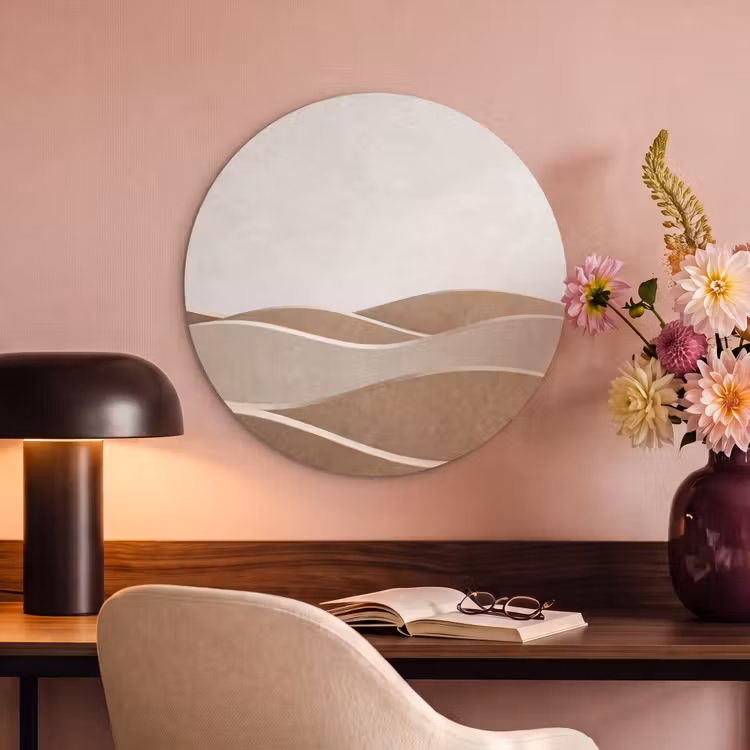 Akoestisch schilderij rond - Abstract - Golven - Modern - Beige — 2