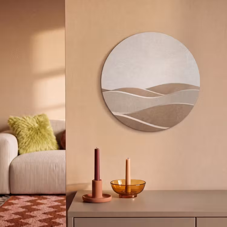 Akoestisch schilderij rond - Abstract - Golven - Modern - Beige — 3