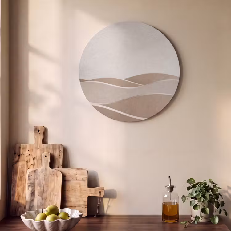 Akoestisch schilderij rond - Abstract - Golven - Modern - Beige — 4