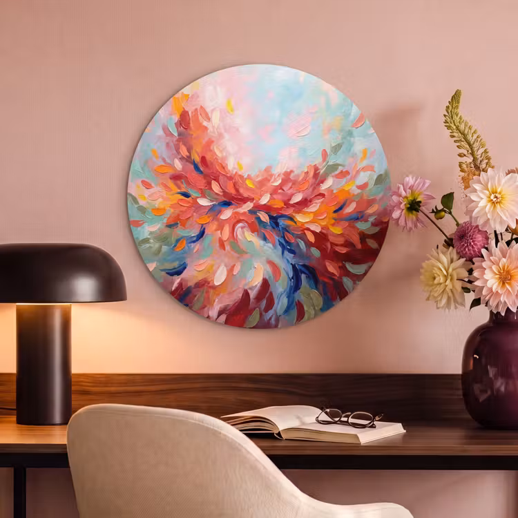 Akoestisch schilderij rond - Bloemen - Abstract - Kunst - Modern — 2
