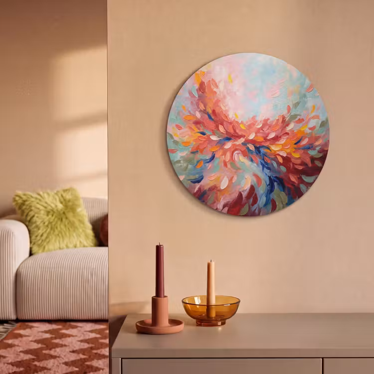 Akoestisch schilderij rond - Bloemen - Abstract - Kunst - Modern — 3