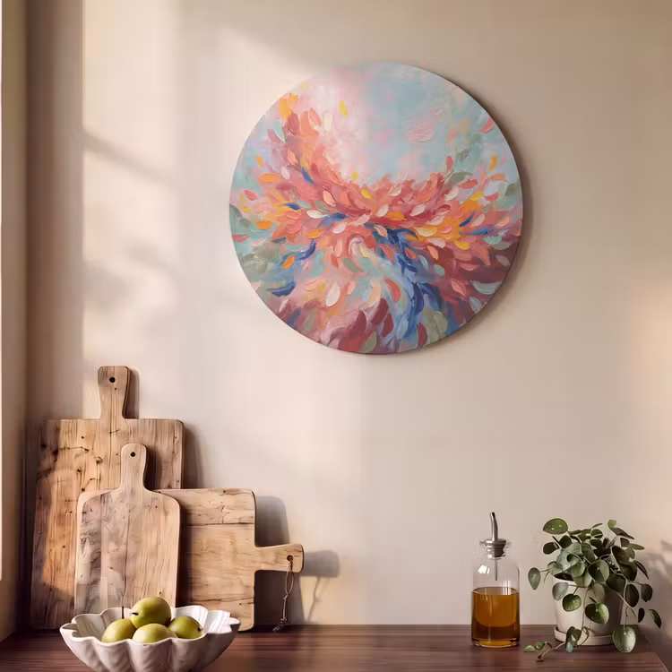 Akoestisch schilderij rond - Bloemen - Abstract - Kunst - Modern — 4