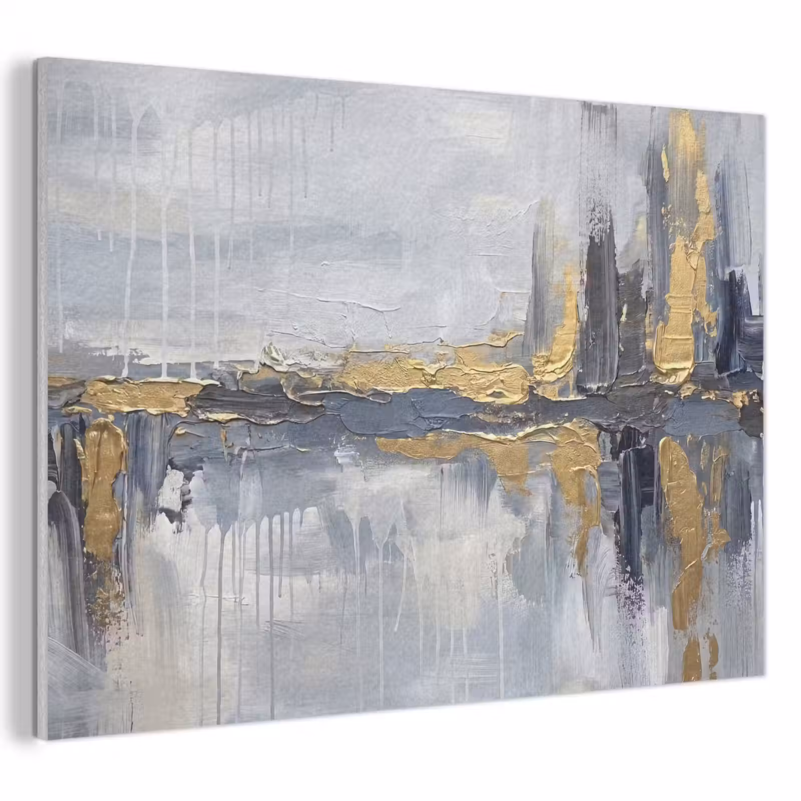 Akoestisch schilderij - Abstract - Structuur - Goud - Grijs - Modern — 1