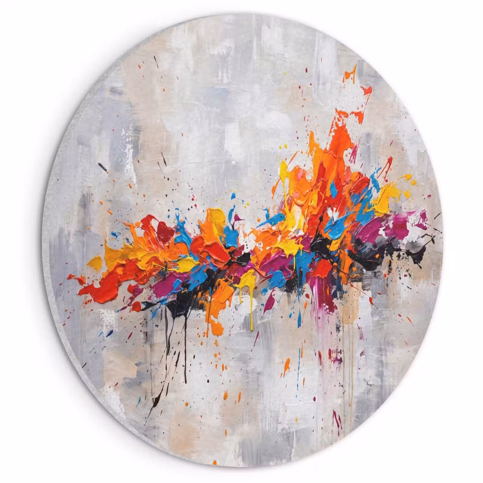 Akoestisch schilderij rond - Abstract - Schilderij - Kleurrijk - Dynamisch — 1