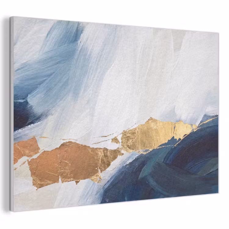 Akoestisch schilderij - Abstract - Acryl - Blauw - Goud - Elegant — 1