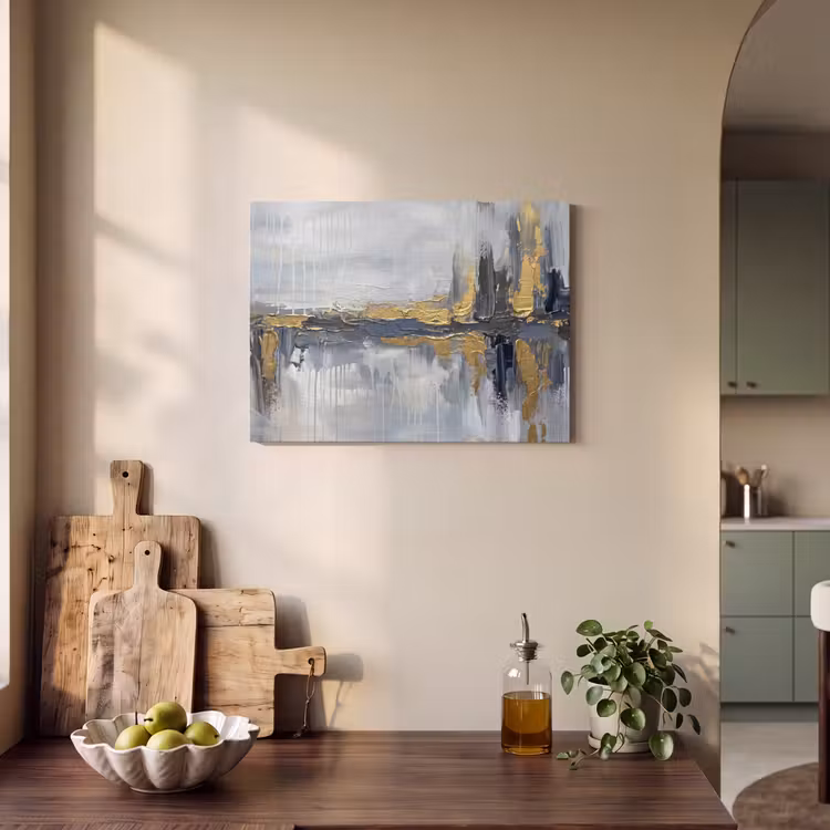 Akoestisch schilderij - Abstract - Structuur - Goud - Grijs - Modern — 3
