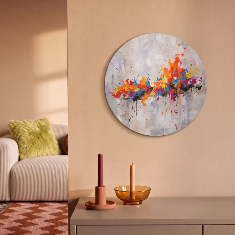 Akoestisch schilderij rond - Abstract - Schilderij - Kleurrijk - Dynamisch — 3