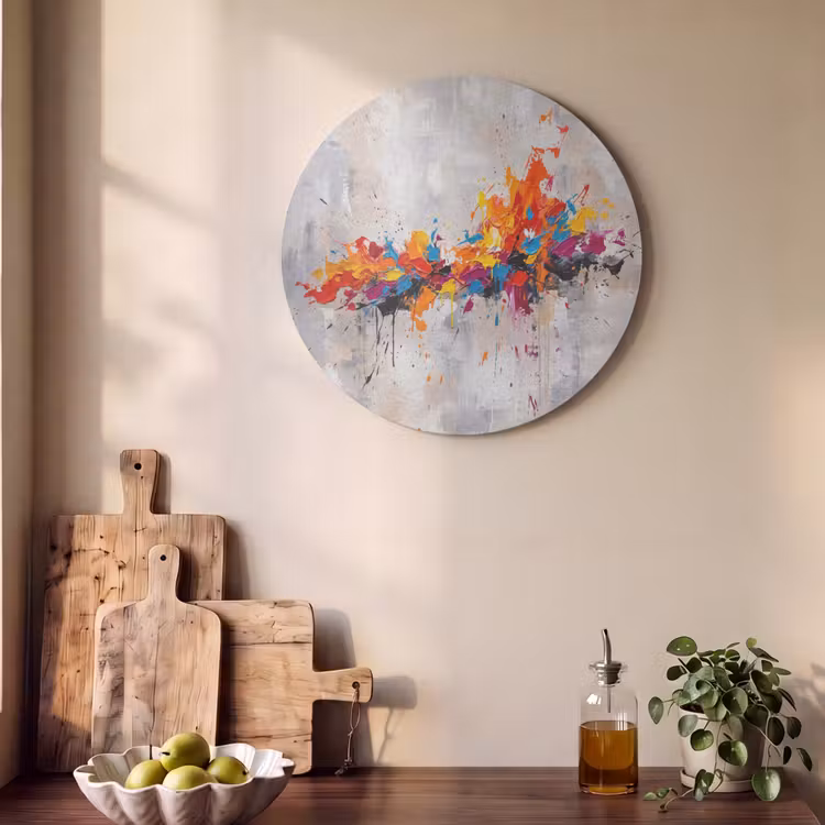 Akoestisch schilderij rond - Abstract - Schilderij - Kleurrijk - Dynamisch — 4