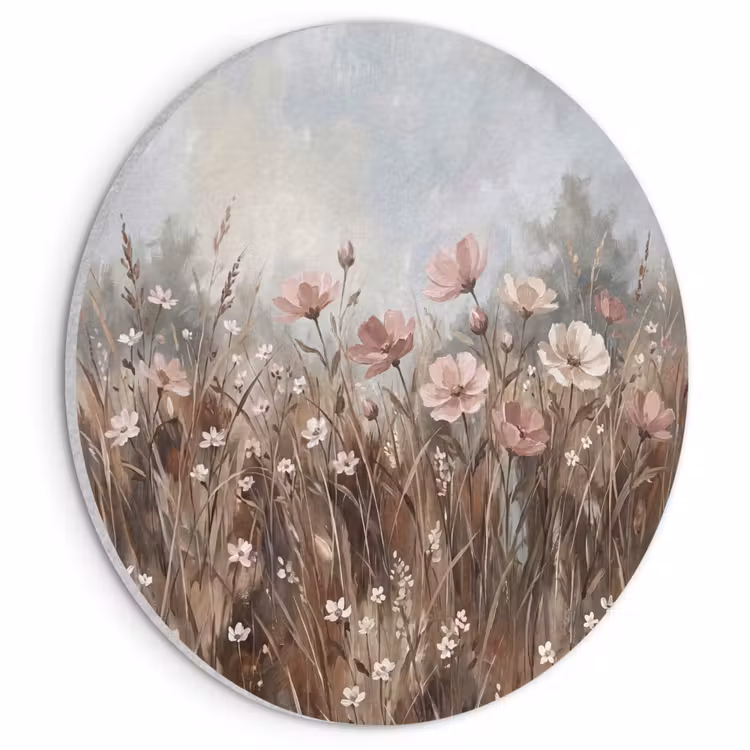Akoestisch schilderij rond - Bloemen - Botanisch - Schilderij - Pastel - Rustiek — 1