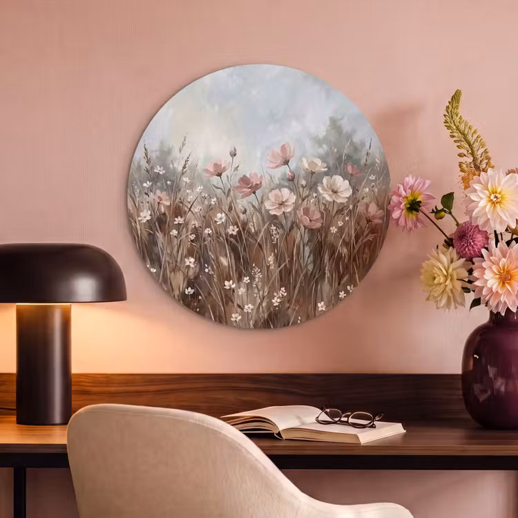 Akoestisch schilderij rond - Bloemen - Botanisch - Schilderij - Pastel - Rustiek — 2