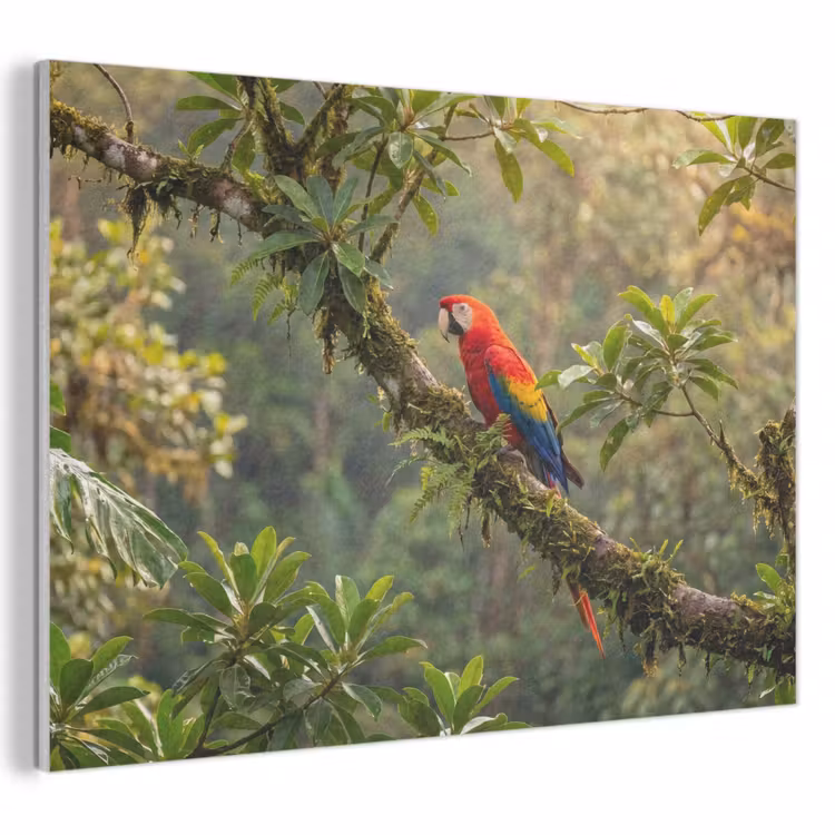 Akoestisch schilderij - Ara - Jungle - Rood — 1
