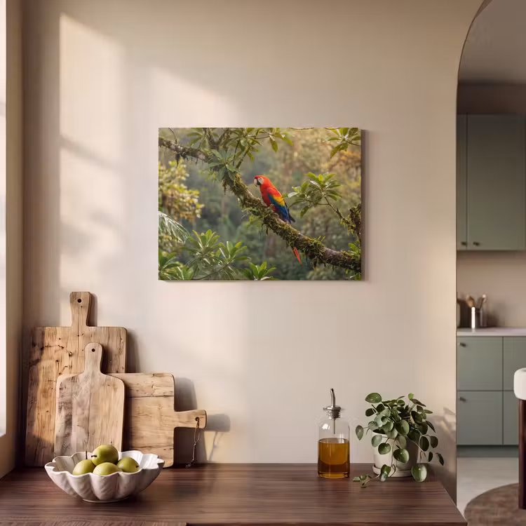 Akoestisch schilderij - Ara - Jungle - Rood — 3