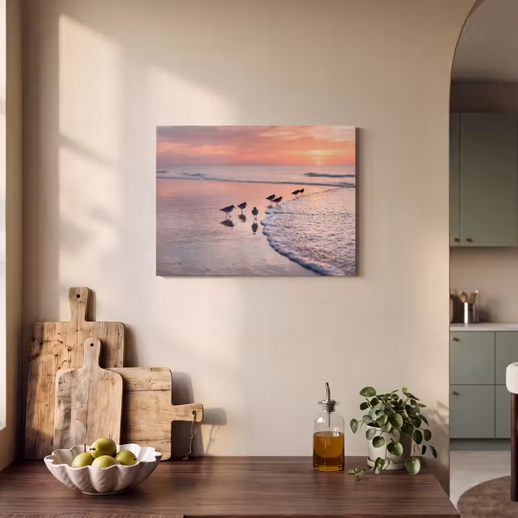Akoestisch schilderij - Meeuwen - Strand - Zee - Roze — 3