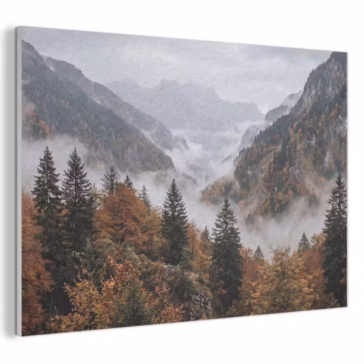 Akoestisch schilderij - Bergen - Vallei - Mist - Herfst - Natuur — 1
