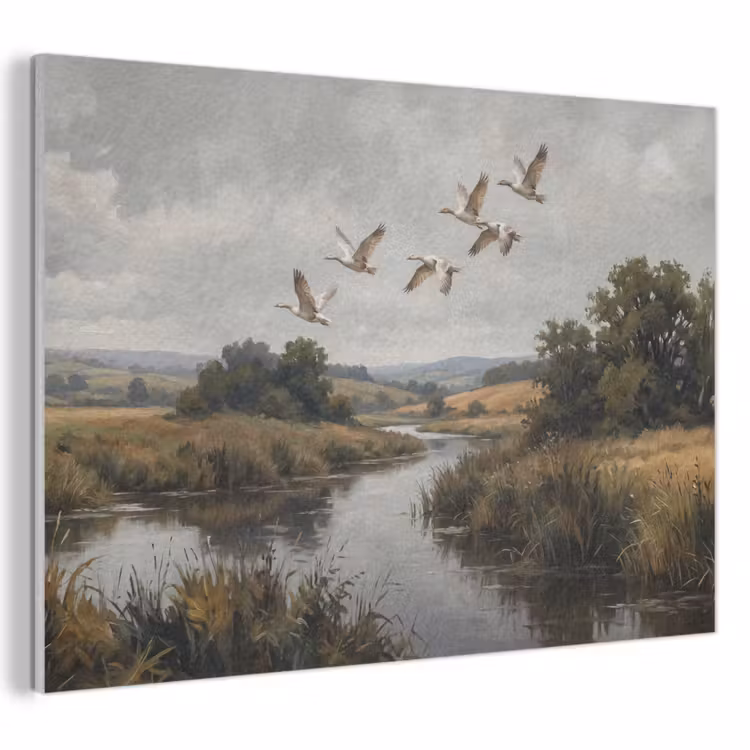 Akoestisch schilderij - Eenden - Rivier - Landschap - Vlucht - Nostalgisch — 1