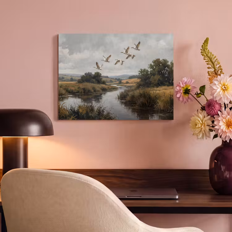 Akoestisch schilderij - Eenden - Rivier - Landschap - Vlucht - Nostalgisch — 4