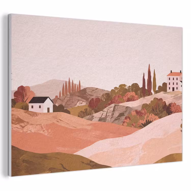 Akoestisch schilderij - Heuvellandschap - Grafisch - Terracotta — 1
