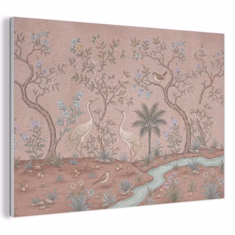 Akoestisch schilderij - Nostalgisch - Reigers - Roze — 1