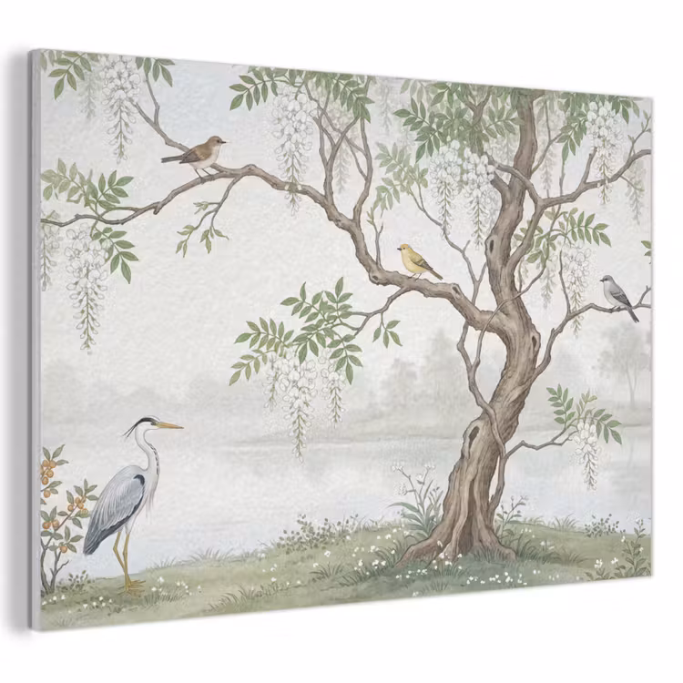 Akoestisch schilderij - Reiger - Landschap - Groen — 1