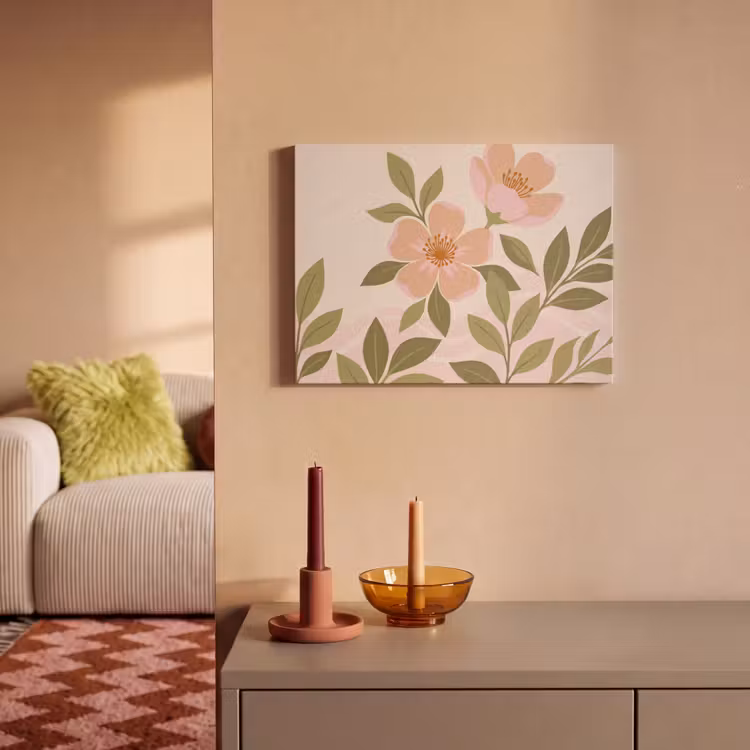 Akoestisch schilderij - Grafisch - Bloemen - Roze — 2