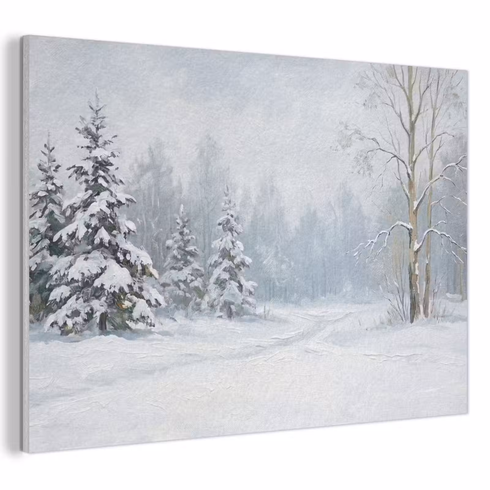 Akoestisch schilderij - Bospad - Dennen - Sneeuw - Winter - Rustgevend — 1