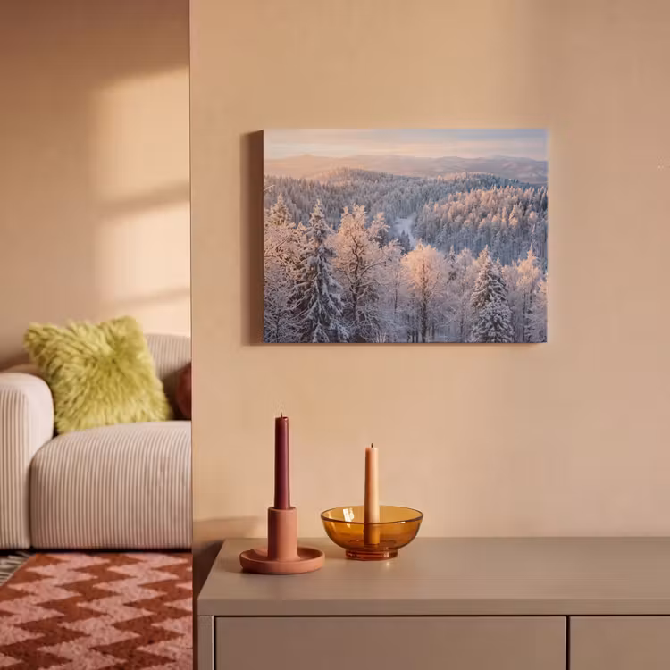 Akoestisch schilderij - Bos - Bergen - Goud - Winter - Warm — 2