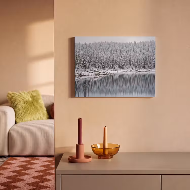 Akoestisch schilderij - Bos - Reflectie - Meer - Winter - Serene — 2