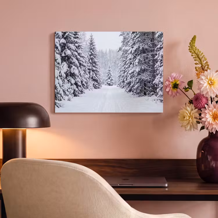 Akoestisch schilderij - Bos - Winter - Sneeuw - Pad - Natuur — 4