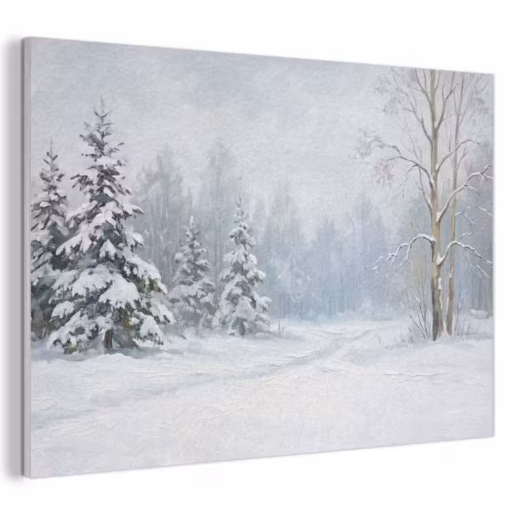 Akoestisch schilderij - Bospad - Dennen - Sneeuw - Winter - Rustgevend — 1