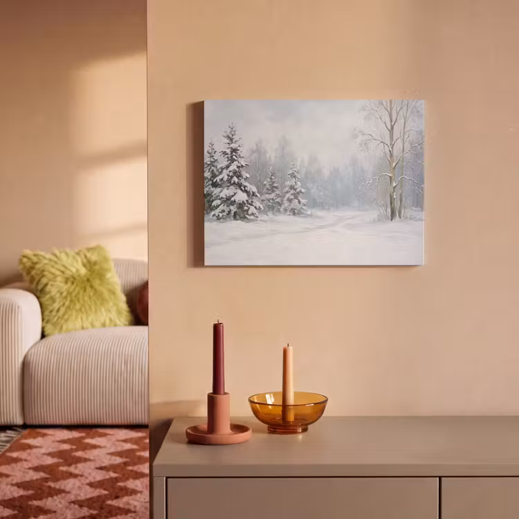 Akoestisch schilderij - Bospad - Dennen - Sneeuw - Winter - Rustgevend — 2