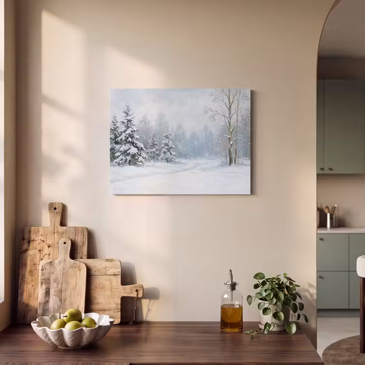 Akoestisch schilderij - Bospad - Dennen - Sneeuw - Winter - Rustgevend — 3