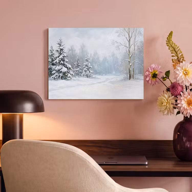 Akoestisch schilderij - Bospad - Dennen - Sneeuw - Winter - Rustgevend — 4