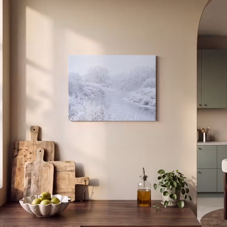 Akoestisch schilderij - Rivier - Sneeuw - Bos - Winter - Schilderachtig — 3