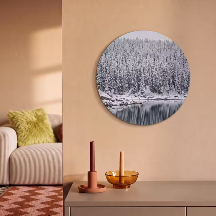 Akoestisch schilderij rond - Bos - Reflectie - Meer - Winter - Serene — 3