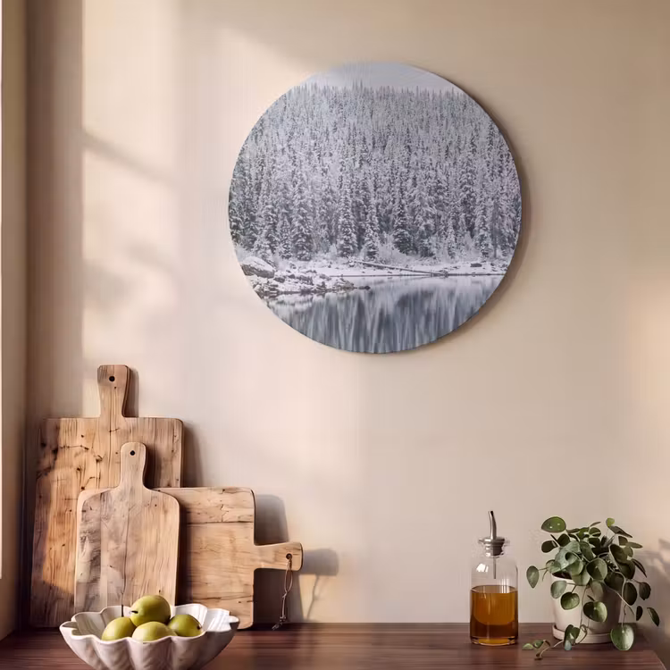 Akoestisch schilderij rond - Bos - Reflectie - Meer - Winter - Serene — 4