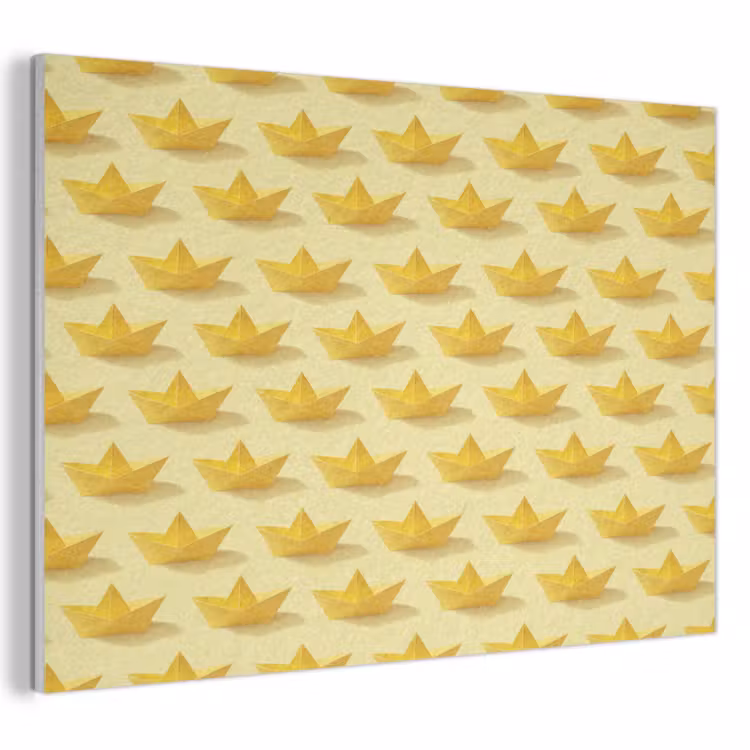 Akoestisch schilderij - Bootjes - Origami - Creatief - Geel — 1