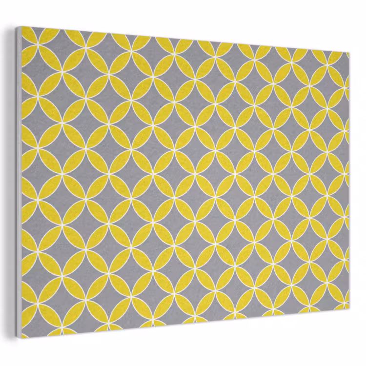 Akoestisch schilderij - Geometrisch - Cirkels - Modern - Grijs - Geel — 1