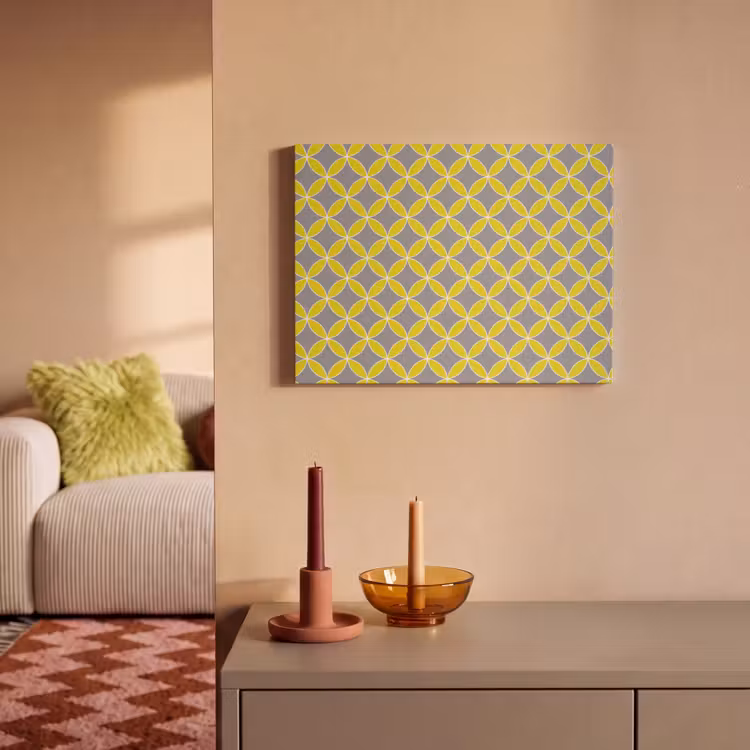 Akoestisch schilderij - Geometrisch - Cirkels - Modern - Grijs - Geel — 2