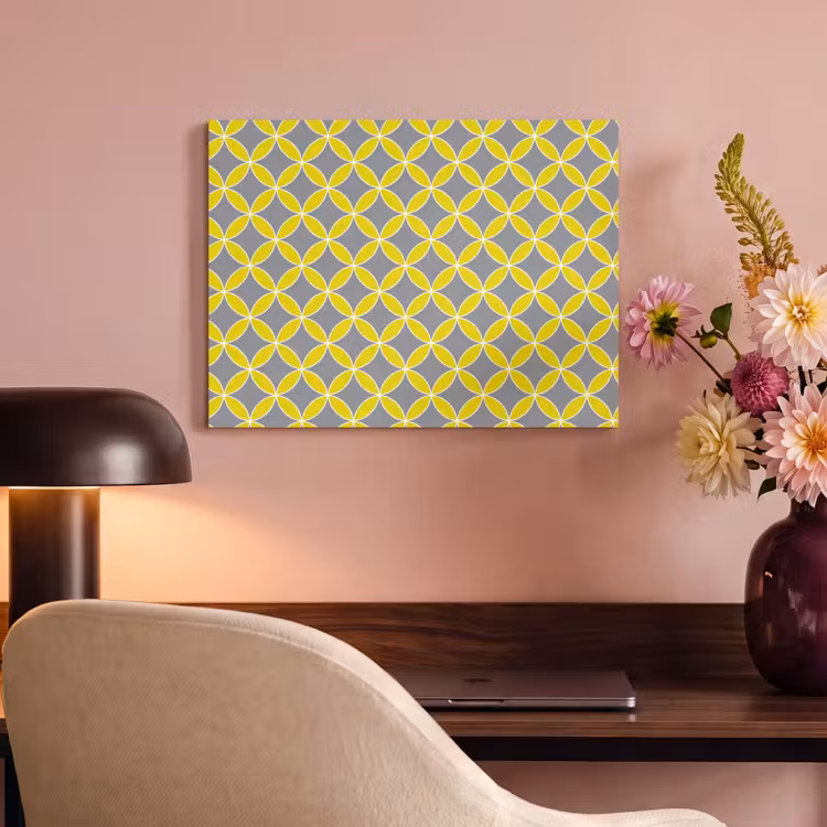 Akoestisch schilderij - Geometrisch - Cirkels - Modern - Grijs - Geel — 4