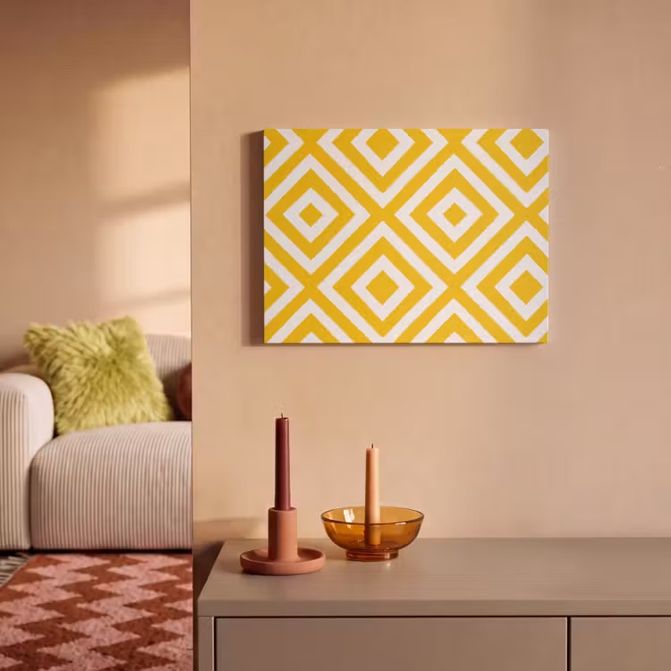Akoestisch schilderij - Geometrisch - Lijnen - Modern - Geel - Wit — 2